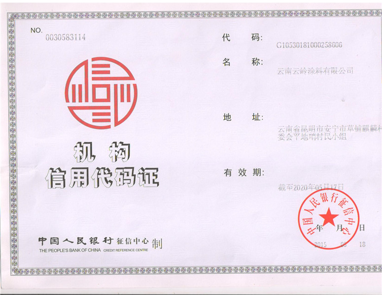 Bank credit code certificate